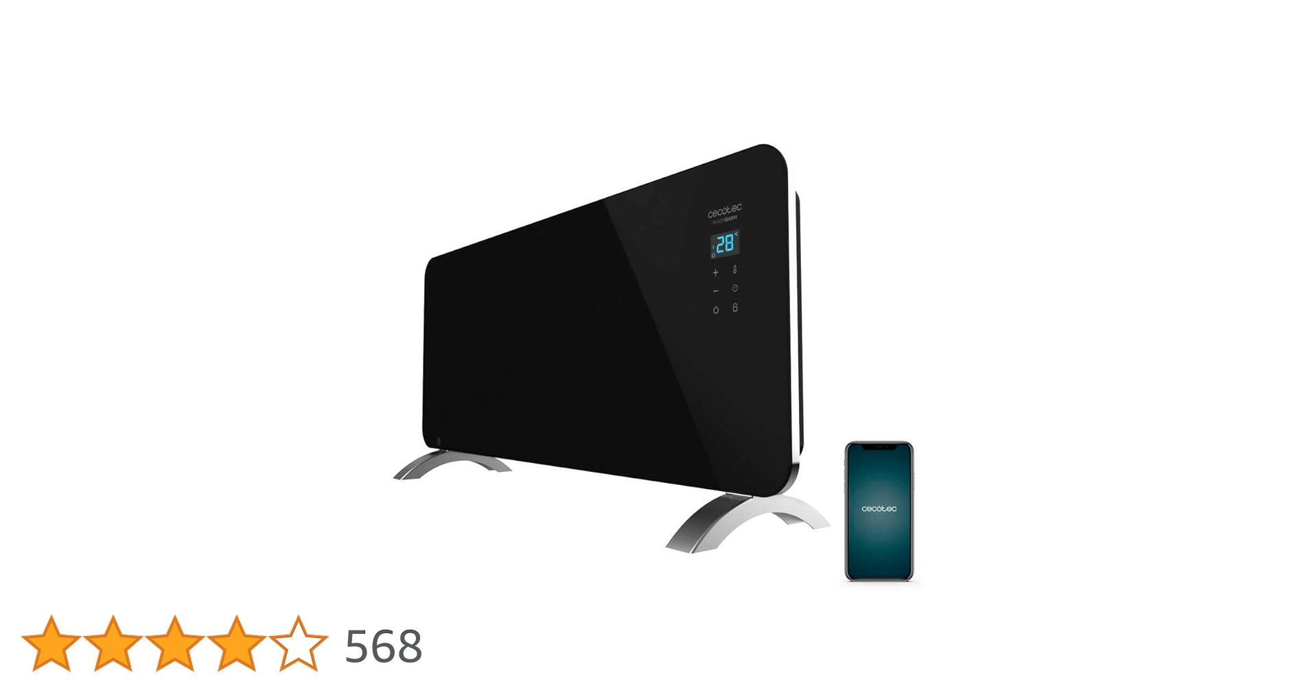 CazaRebajas's tweet card. Convector de cristal con pies, wifi y potencía de 2000 w; su tecnología está diseñada para calentar estancias de hasta 20 m2 de forma rápida y eficiente; moderno y elegante, diseñado con cristal...