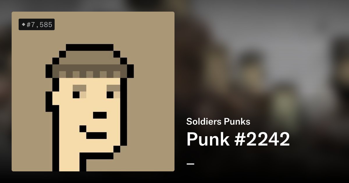cryptoartpunks1's tweet card. Introducing "Soldiers Punks" — Our 10,000-strong collection features a distinctive brown color pattern, symbolizing strength, solidarity, and paying homage to the brave soldiers and peoples. Each...