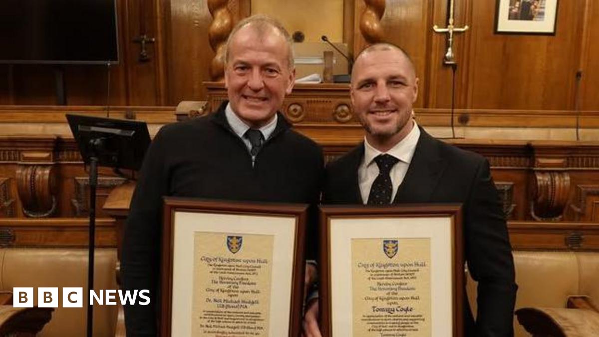 mattdeanbbc's tweet card. Tommy Coyle and Neil Hudgell were presented with the awards at Hull's Guildhall.
