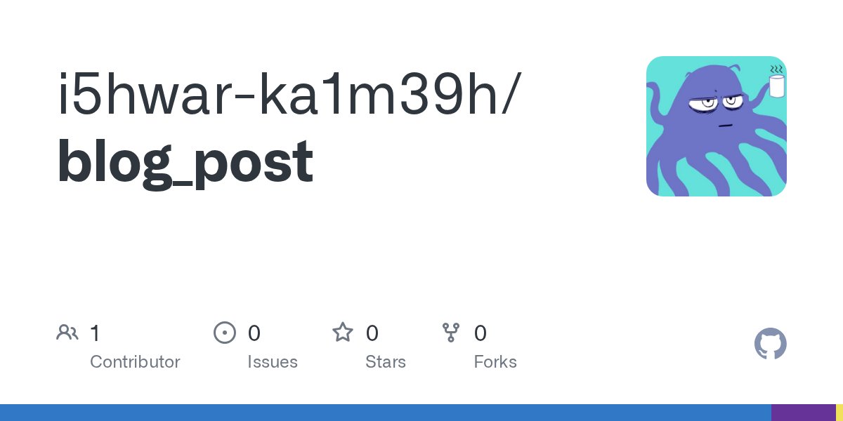 codeBLOB_ishwar's tweet card. Contribute to i5hwar-ka1m39h/blog_post development by creating an account on GitHub.