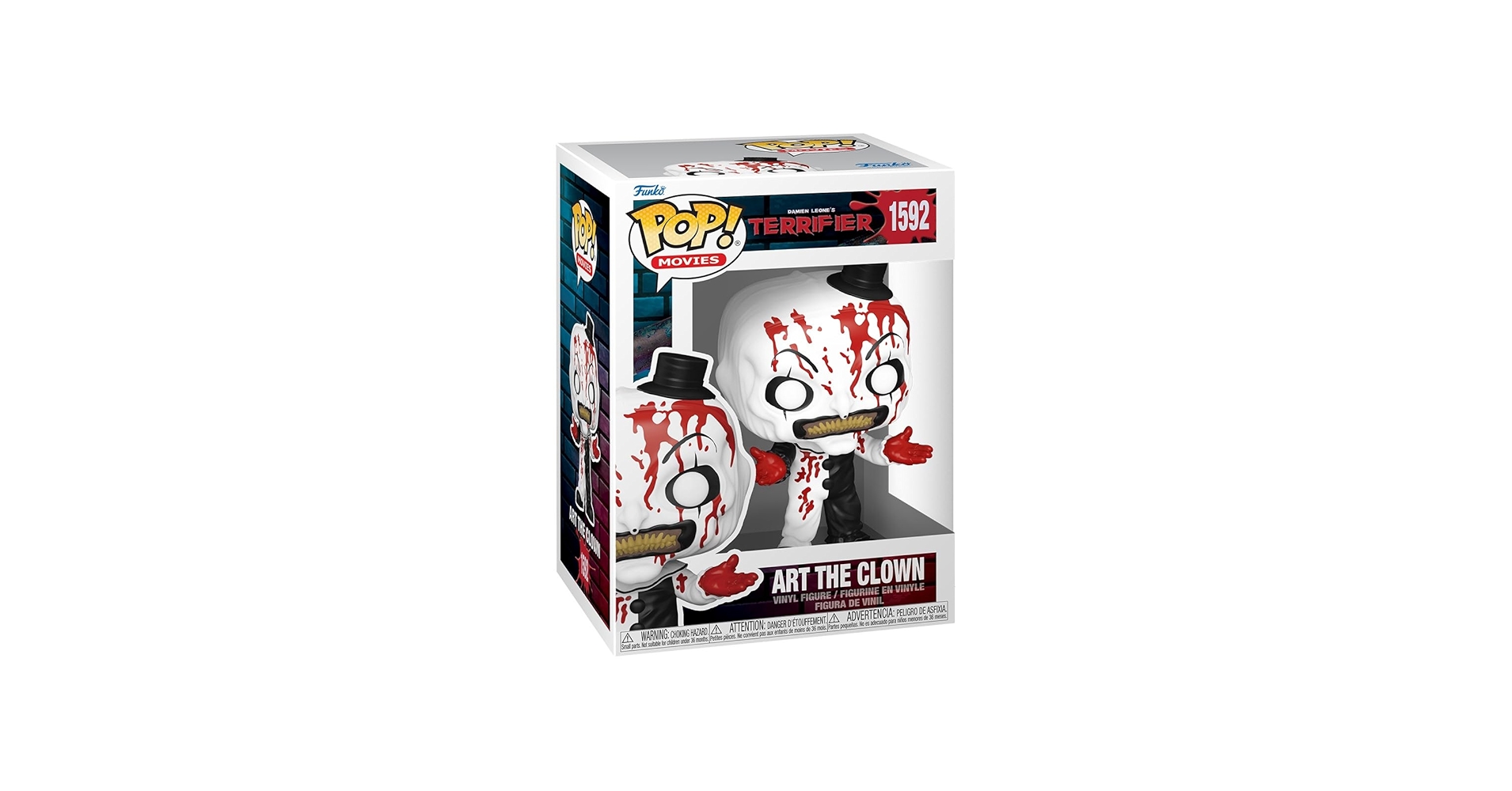 click_pin's tweet card. Your horror collection is dying for a frightfully fun new addition! Pop! Art the Clown (Bloody) has arrived to complete your Terrifier set. Vinyl figure is approximately 4.2-inches tall.