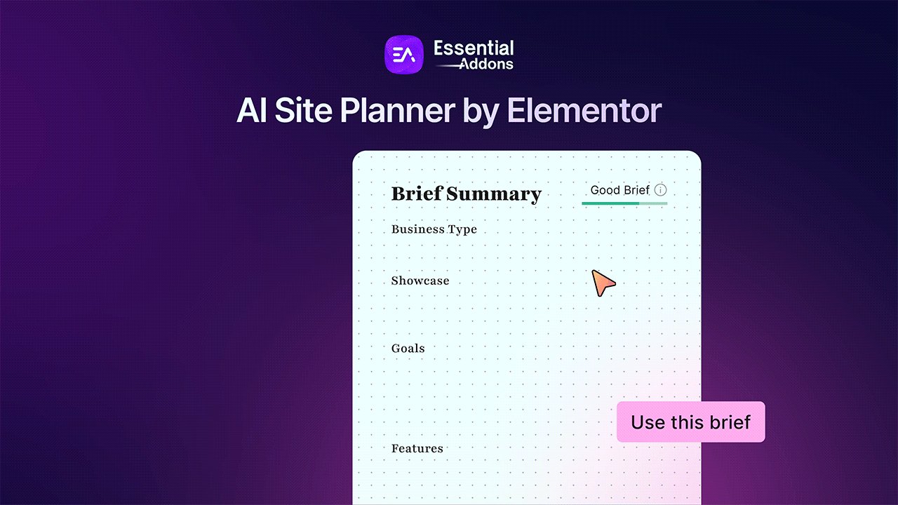 EssentialAddons's tweet card. Discover how an AI website planner can help you launch a professional website in minutes. Learn how Elementor’s AI-powered tools simplify site planning to design.