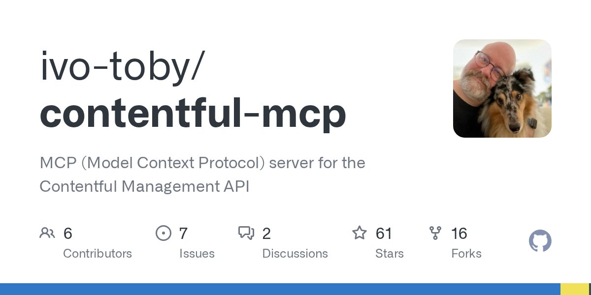 JSExpert's tweet card. MCP (Model Context Protocol) server for the Contentful Management API - ivo-toby/contentful-mcp