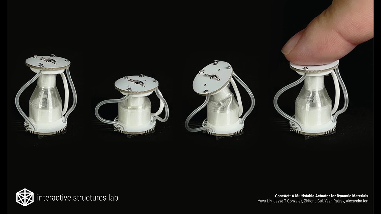 yuyu_lin_hci's tweet card. ConeAct: A Multistable Actuator for Dynamic Materials (30s preview,...