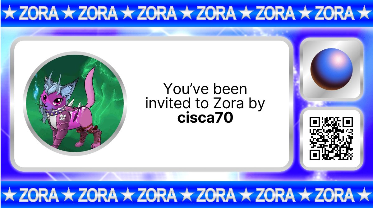 cisca70's tweet card. You've been invited to Zora by cisca70