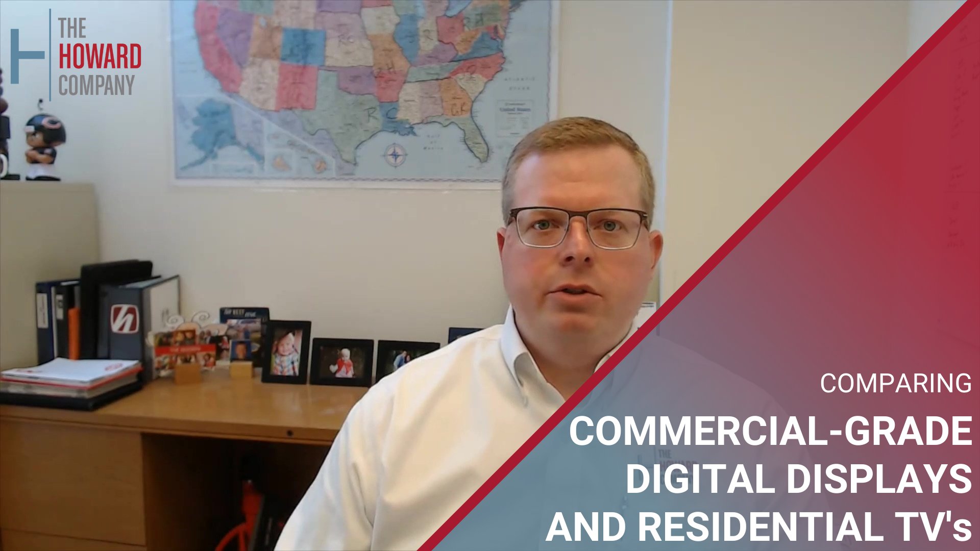 TheHowardCo's tweet card. Jim Reeder explains the importance of using commercial-grade digital displays over residential televisions for your business.