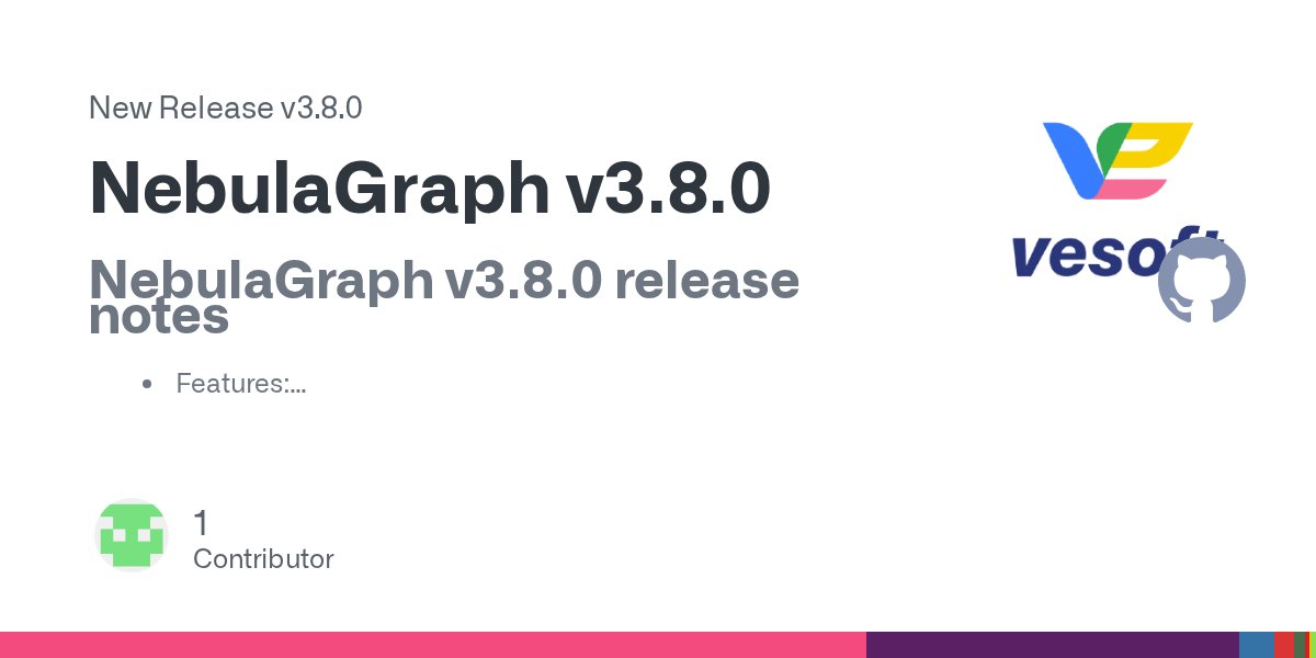 NebulaGraph's tweet card. NebulaGraph v3.8.0 release notes Features: Introduced the SINGLE SHORTEST PATH statement. #5664 Introduced the INNER JOIN statement. #5664 The ROUND() function now supports various rounding...