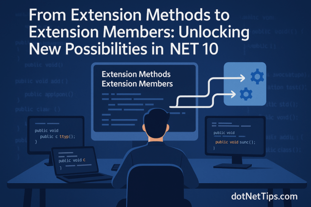 realDotNetDave's tweet card. This article examines the significance of extension methods in .NET, emphasizing their role in enhancing existing types without altering source code. It also introduces Extension Members in .NET 10…