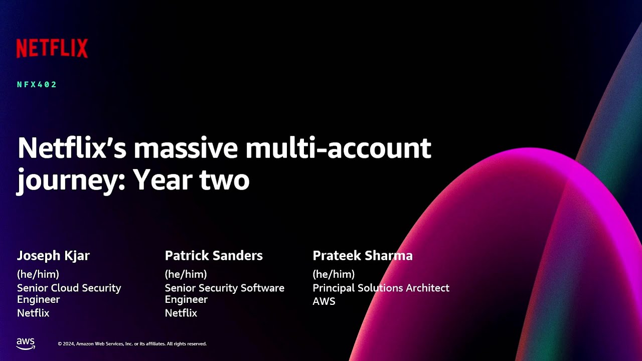 cloudmetricspro's tweet card. AWS re:Invent 2024 - Netflix's massive multi-account journey: Year...