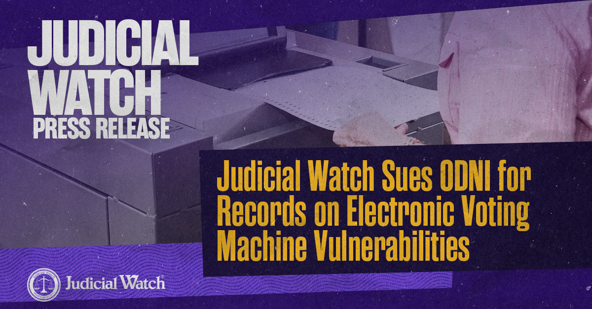 JudicialWatch's tweet card. (Washington, DC) – Judicial Watch announced today it filed a Freedom of Information Act (FOIA) lawsuit against the Office of the Director of National Intelligence for records from an April White...