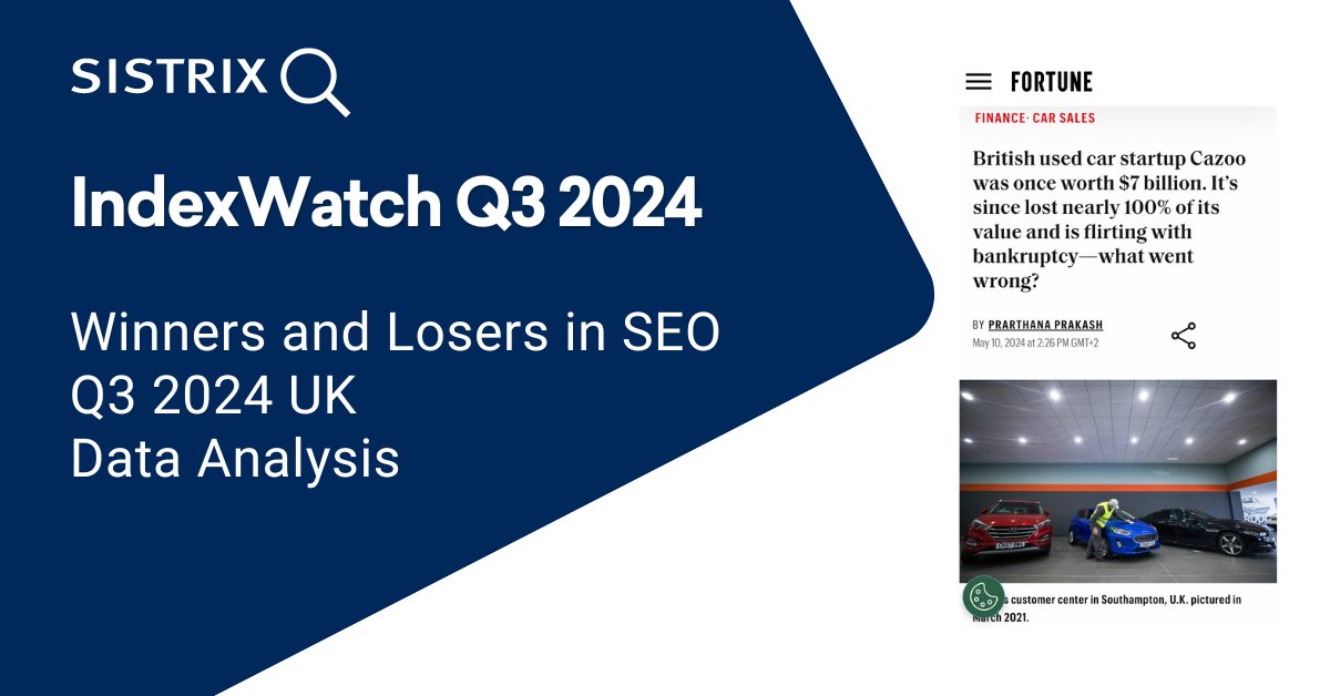 sistrix's tweet card. The UK SEO Visibility Winners & Losers in the third Quarter of 2024.
