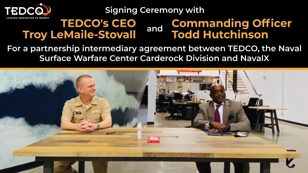 MDTEDCO's tweet card. Signing Ceremony with TEDCO's CEO Troy LeMaile-Stovall for Maryland's...