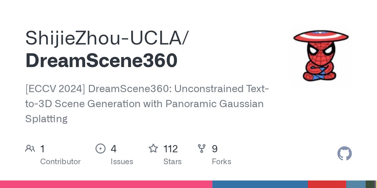 ShijieZhoucla's tweet card. [ECCV 2024] DreamScene360: Unconstrained Text-to-3D Scene Generation with Panoramic Gaussian Splatting - ShijieZhou-UCLA/DreamScene360