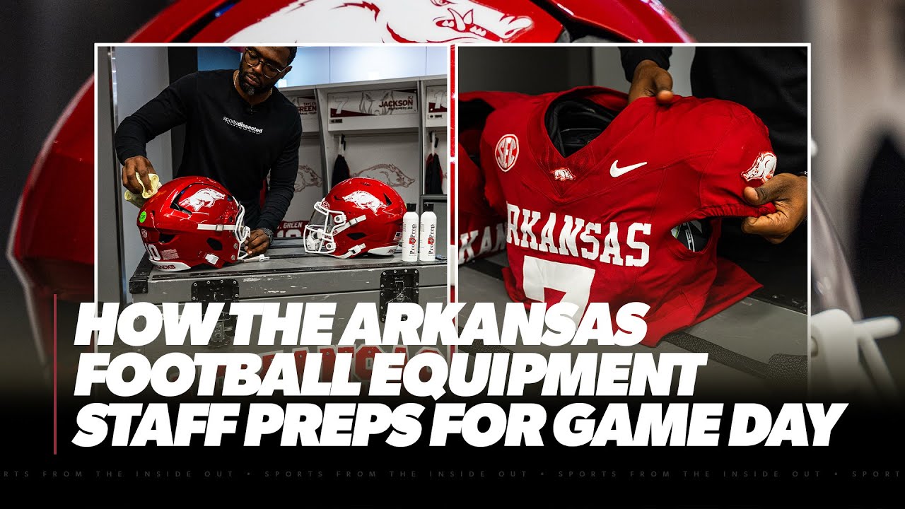 RazorbackEquip's tweet card. How the ARKANSAS FOOTBALL Equipment Staff Preps for Game Day | EQ.HQ