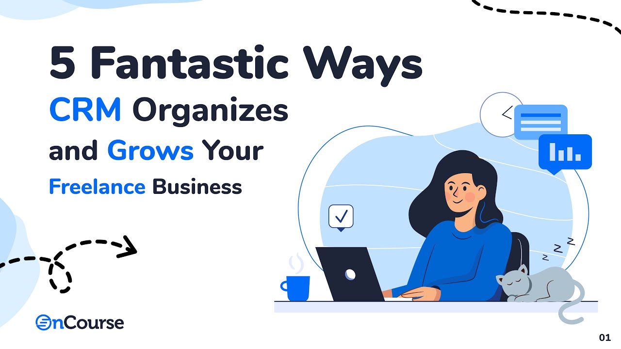 OncourseCRM's tweet card. 5 Fantastic Ways a CRM Organizes and Grows Your Freelance Business