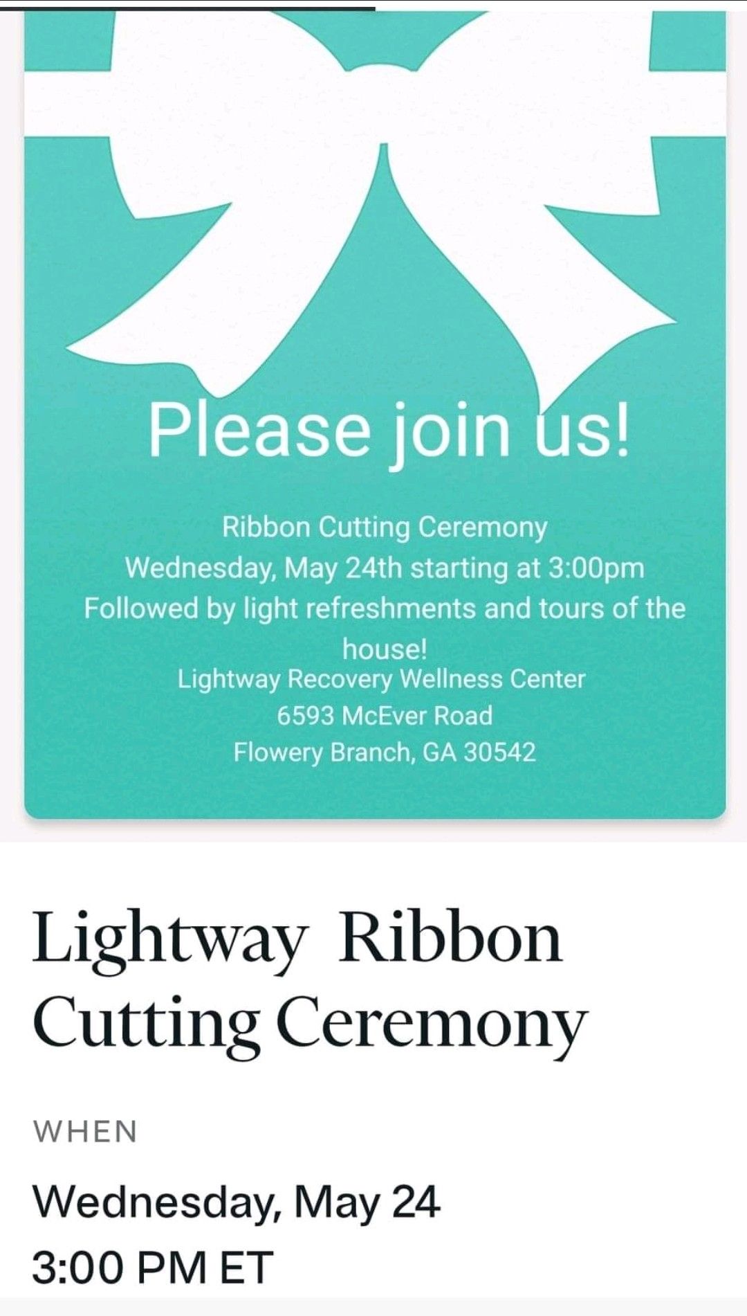 NavigateGwin's tweet card. We are excited about celebrating our organization with the Greater Hall Chamber of Commerce at our Ribbon Cutting. Refreshments and tours available and you are invited!