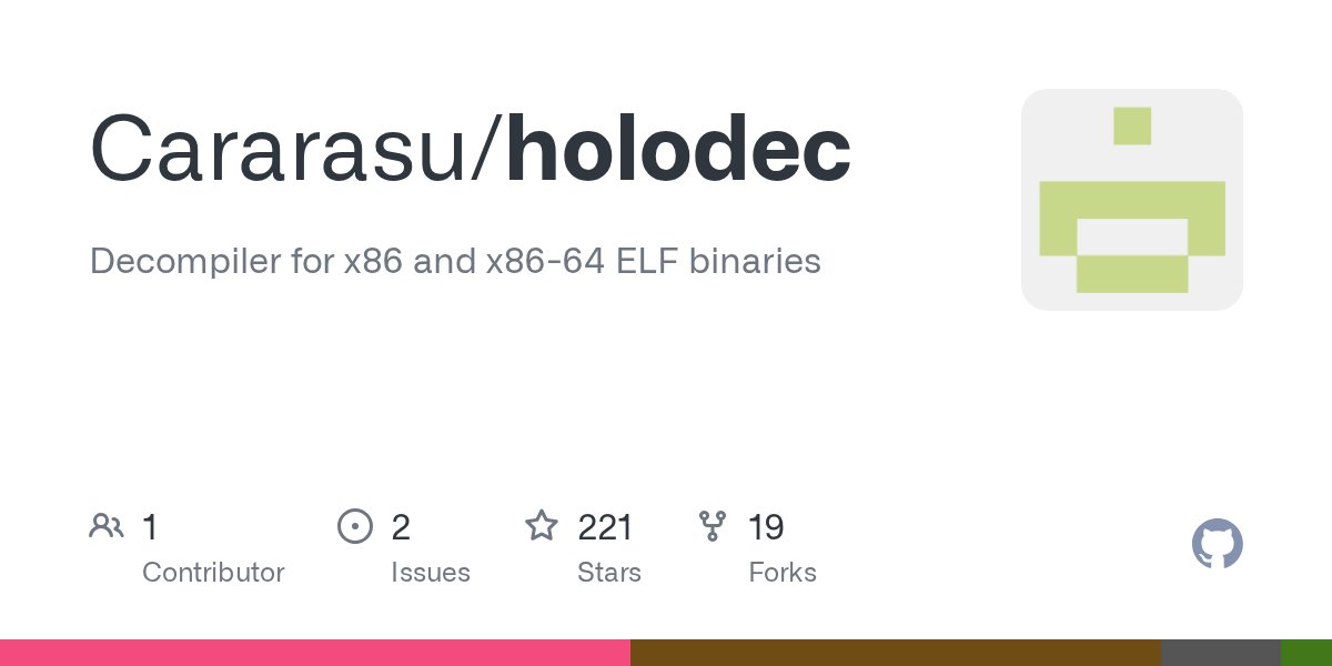 binitamshah's tweet card. Decompiler for x86 and x86-64 ELF binaries. Contribute to Cararasu/holodec development by creating an account on GitHub.