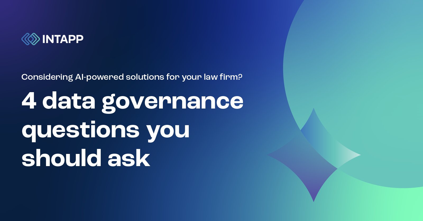 intapp's tweet card. As your law firm evaluates potential AI solutions, it’s critical to assess how potential AI tools may impact your data. Discover the key questions you should ask about how these AI solutions use (or...