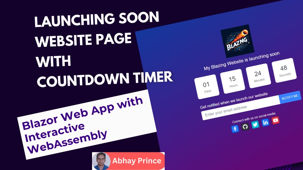 AbhayPrince3's tweet card. Build a Coming Soon Website Page with Countdown Timer in Blazor Web...