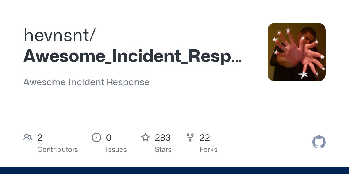 hevnsnt's tweet card. Awesome Incident Response. Contribute to hevnsnt/Awesome_Incident_Response development by creating an account on GitHub.