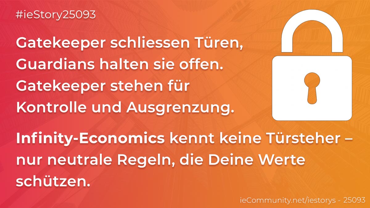 ieCommunity's tweet card. Infinity-Economics: Schutz Deiner Werte statt Schranken für Privilegien.