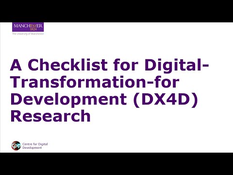 CDDManchester's tweet card. Checklist for Digital-Transformation-for-Development (DX4D) Research