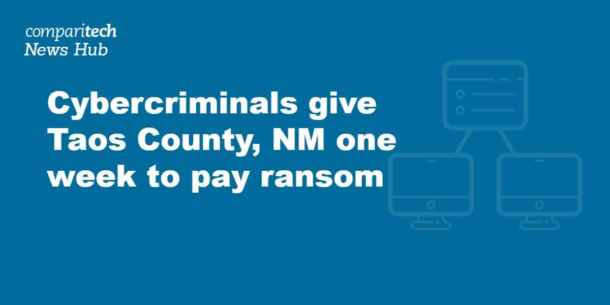 TechsolveUK's tweet card. Ransomware group Kairos says it stole 1.94 TB of data from the Taos County, New Mexico local government, and demands a ransom in 7 days.
