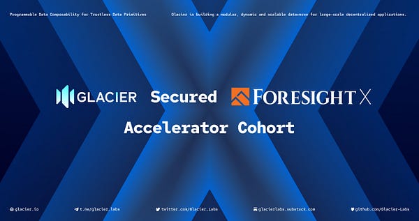 Glacier_Labs's tweet card. We are absolutely thrilled to announce that Glacier Network has been accepted into the Accelerator Cohort of Foresight X, the accelerator…