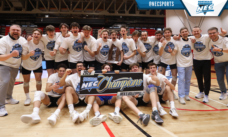 NECmvolleyball's tweet card. Click Here For NEC Tournament Headquarters