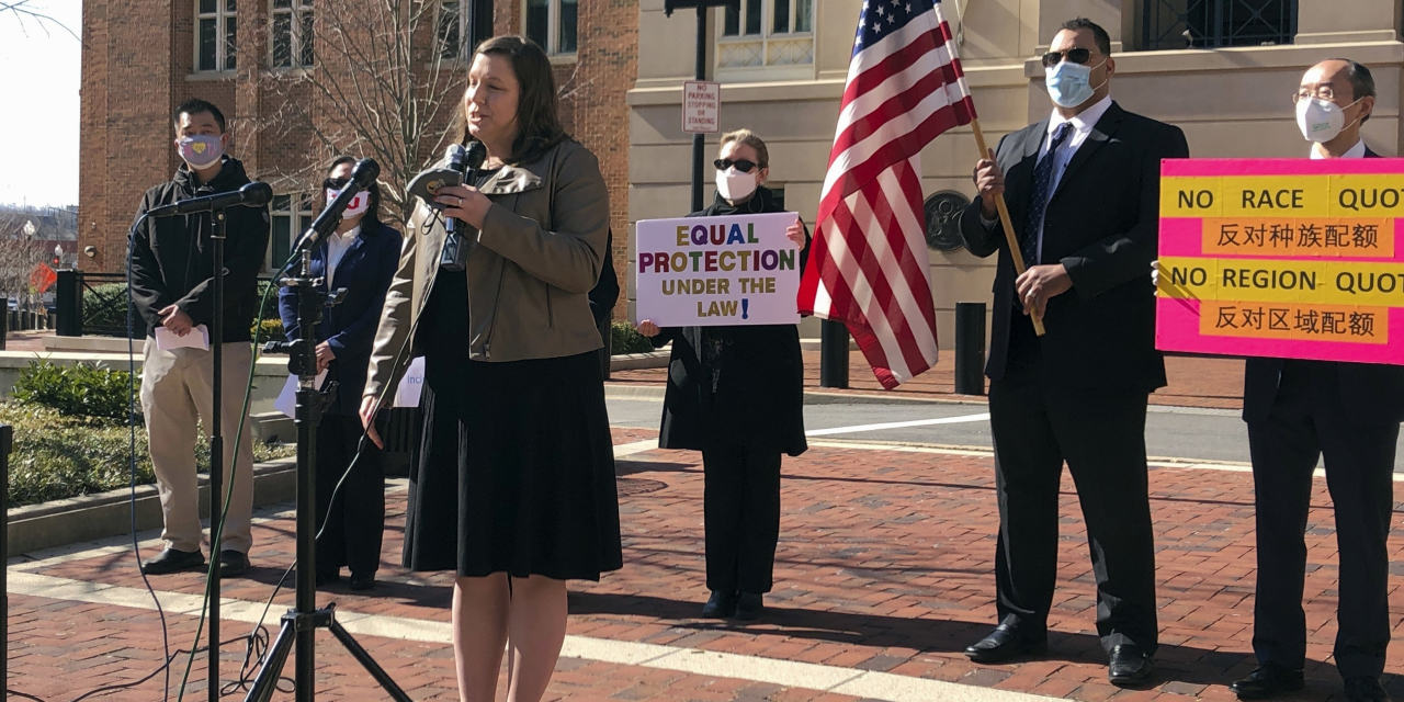 WSJ's tweet card. ‘We stand together,’ says Harvard’s president. Its admissions office stands accused of discrimination.