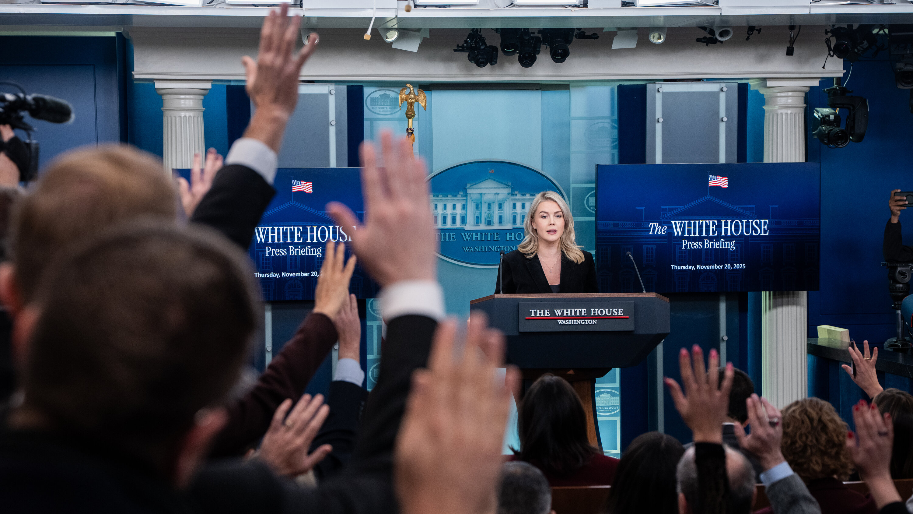grynbaum's tweet card. Karoline Leavitt, the White House press secretary, addressed for the first time a schoolyard insult that President Trump lobbed at a Bloomberg News reporter last week.
