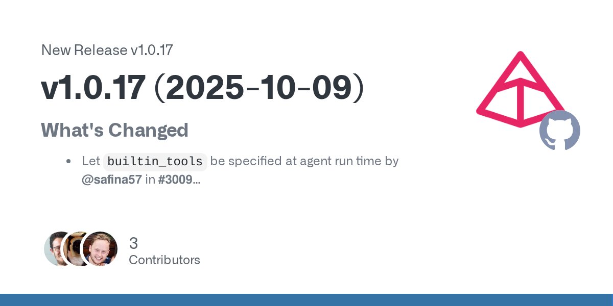 pydantic's tweet card. What's Changed Let builtin_tools be specified at agent run time by @safina57 in #3009 Make BinaryImage work with inline-snapshot by @alexmojaki in #3125 Document InstrumentationSettings(versio...