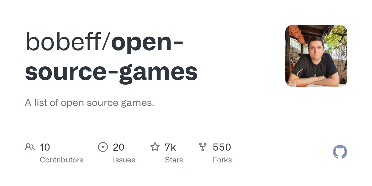 clxymox's tweet card. A list of open source games. Contribute to bobeff/open-source-games development by creating an account on GitHub.