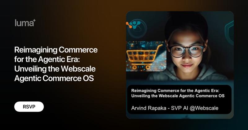 WebscaleNet's tweet card. Join us as we embark on a transformative journey to the future of commerce with Arvind Rapaka! Join us as we take a bold step into the future of commerce with…