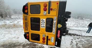 HopeSchepp's tweet card. Thirteen students were on board a school bus in South Fork in southern Colorado, when it overturned on a snow-covered highway on Thursday morning.