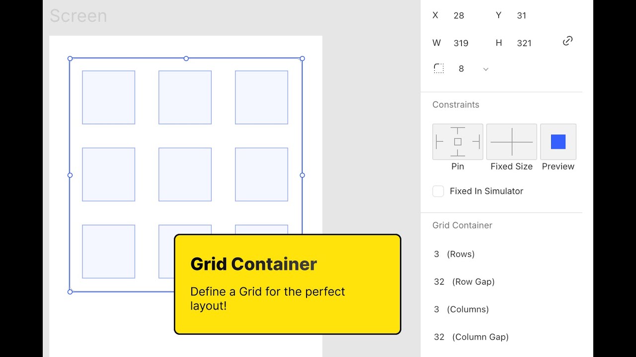 quant_ux's tweet card. The Grid Container is here!