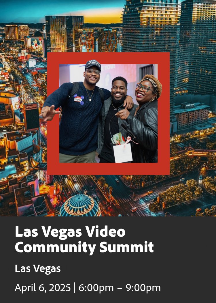 kev_mon's tweet card. If you are going to NAB, please join me and my colleagues and community friends at the Adobe Video Community Summit in Las Vegas. More info and RSVP link is here: https://lnkd.in/g38hHFuy See you...