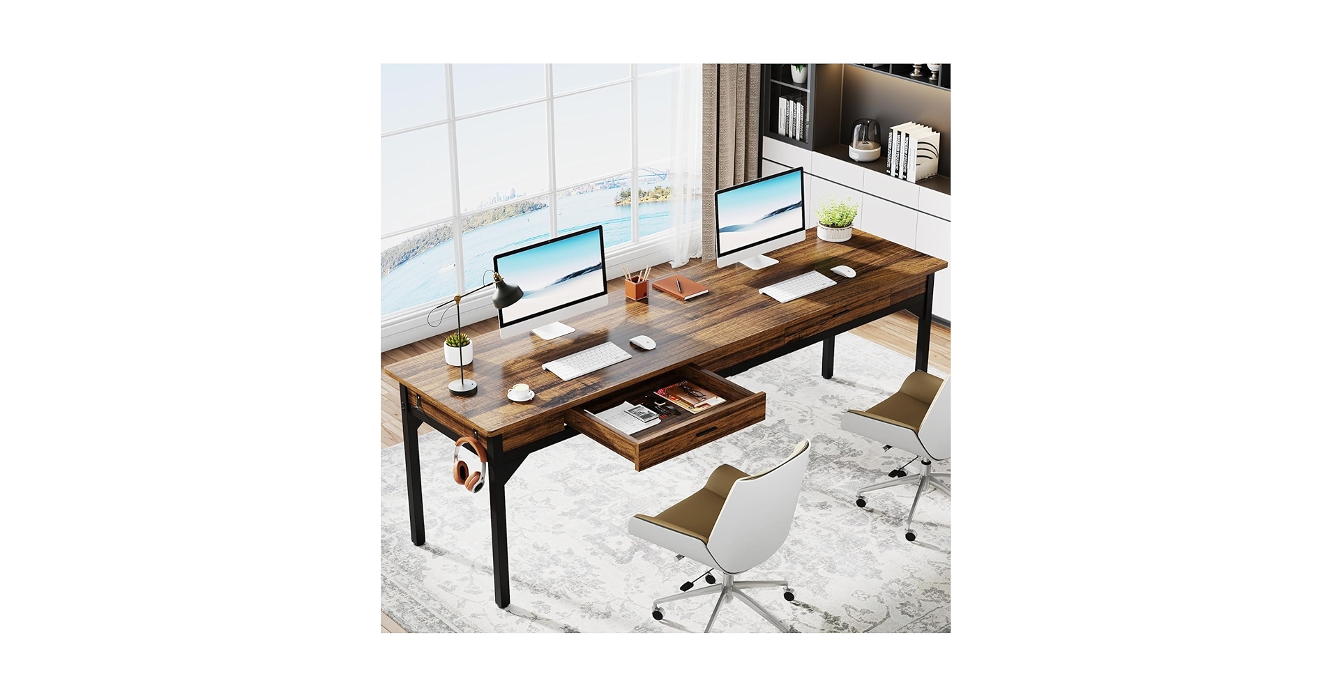 jfranklinevans's tweet card. Tribesigns 78.7" Extra Long Computer Desk, Two Person Desk Large Executive Office Desk, Writing...