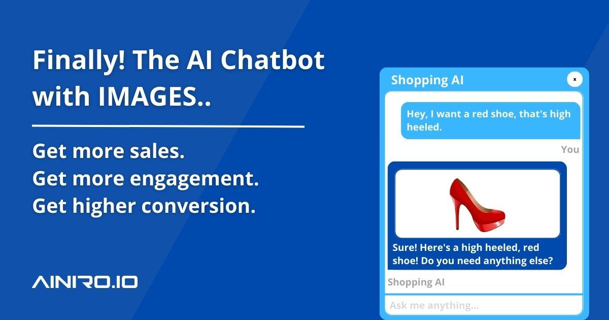 AIniroTeam's tweet card. A sneak peak of what's to come! Have your AI chatbot display images along with the text reply, and read about some of the updates coming in our next launch.