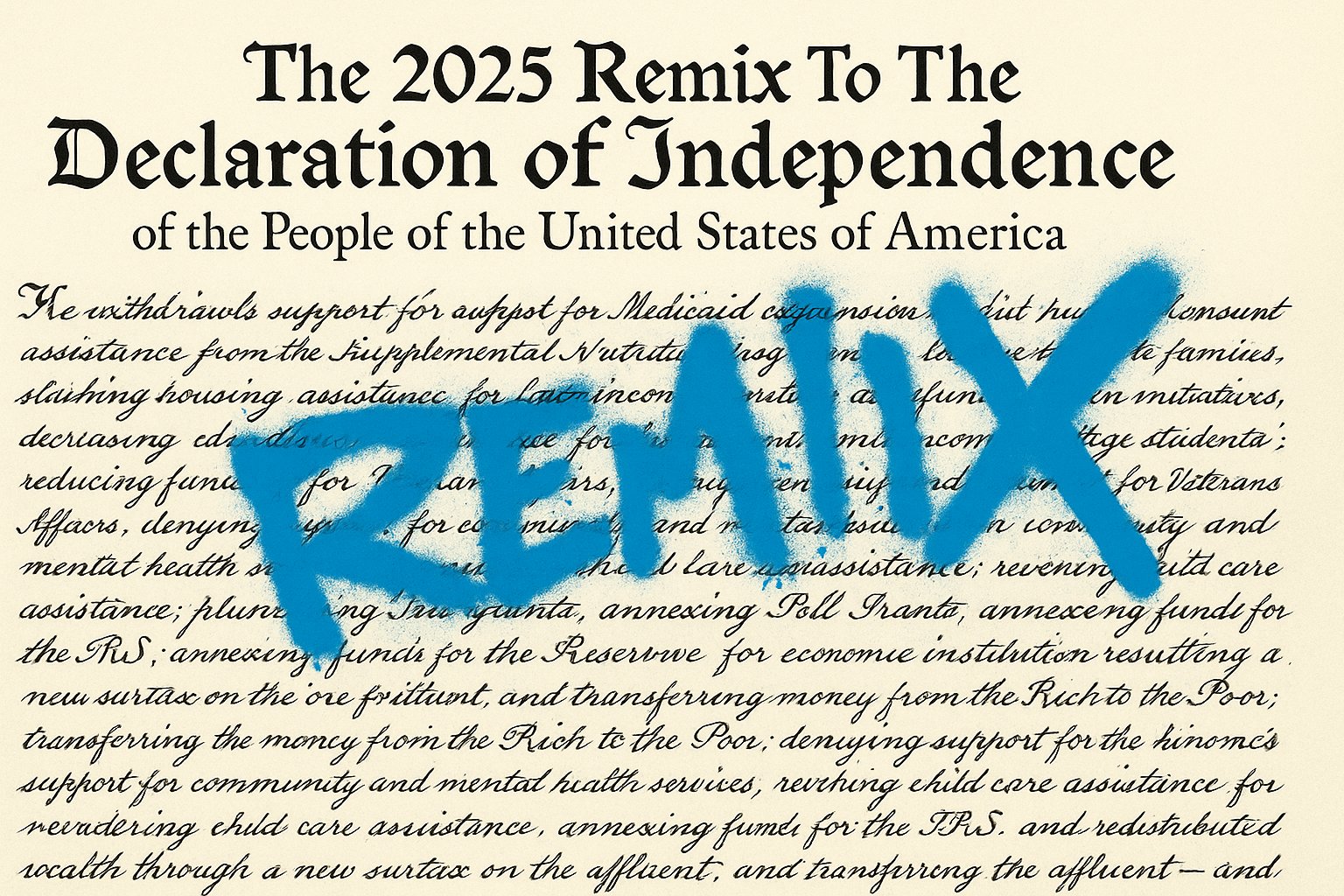 TravLauren's tweet card. Remix the Declaration of Independence for 2025! 249 years later, what would you add to America's founding document? Interactive July 4th experience. #July4th #DeclarationOfIndependence #America2025