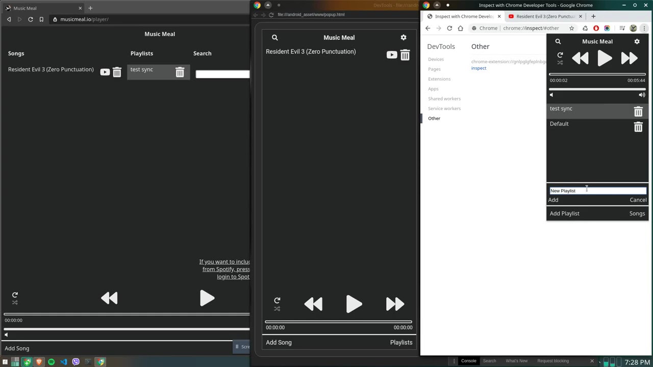 AudioPlayer3's tweet card. Music Meal sync service in action