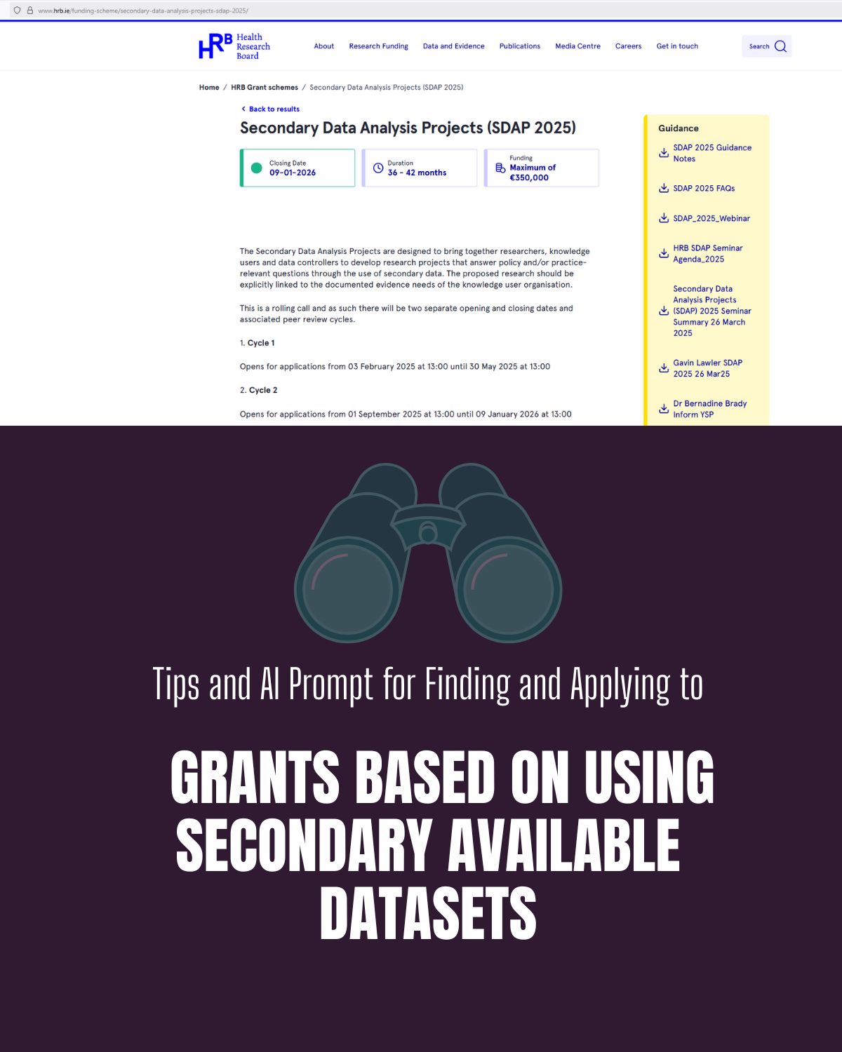 _chisquares's tweet card. Every year, you will see active grants calling for the use of secondary datasets. Here are some tips when responding to such grants: 1️⃣ Try not to ask for too much money. After all, most of the work...
