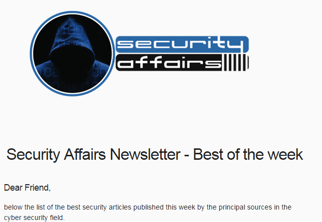daveDFIR's tweet card. A new round of the weekly SecurityAffairs newsletter arrived! Every week the best security articles from Security Affairs free for you