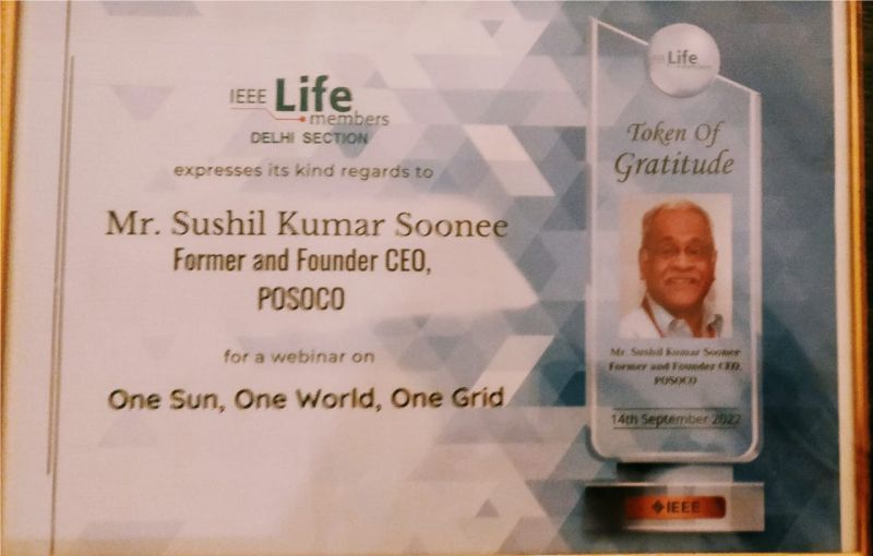 sksoonee's tweet card. One Sun One World One Grid. Delivered a talk on "OSOWOG", Excellent interaction with veterans ,IEEE LMAG ,Life Member Affinity Group, Delhi, Gratitude 🙏 #OSOWOG #IEEE | 10 comments on LinkedIn