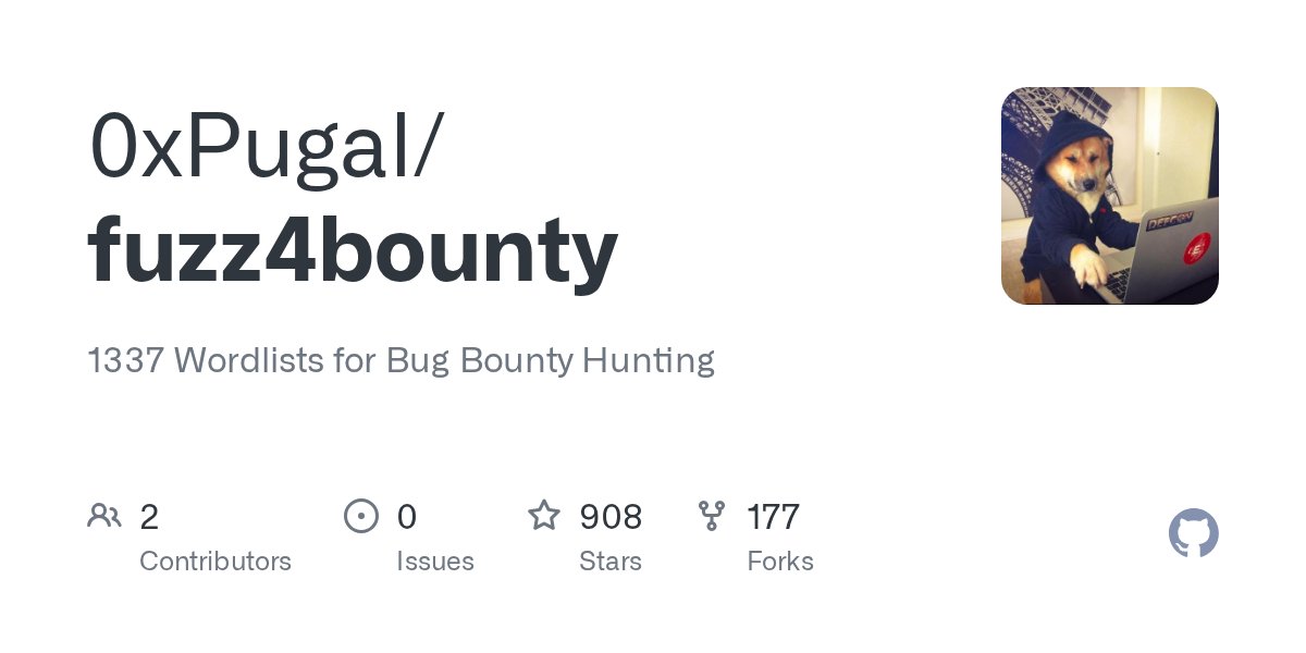 Behi_Sec's tweet card. 1337 Wordlists for Bug Bounty Hunting. Contribute to 0xPugal/fuzz4bounty development by creating an account on GitHub.