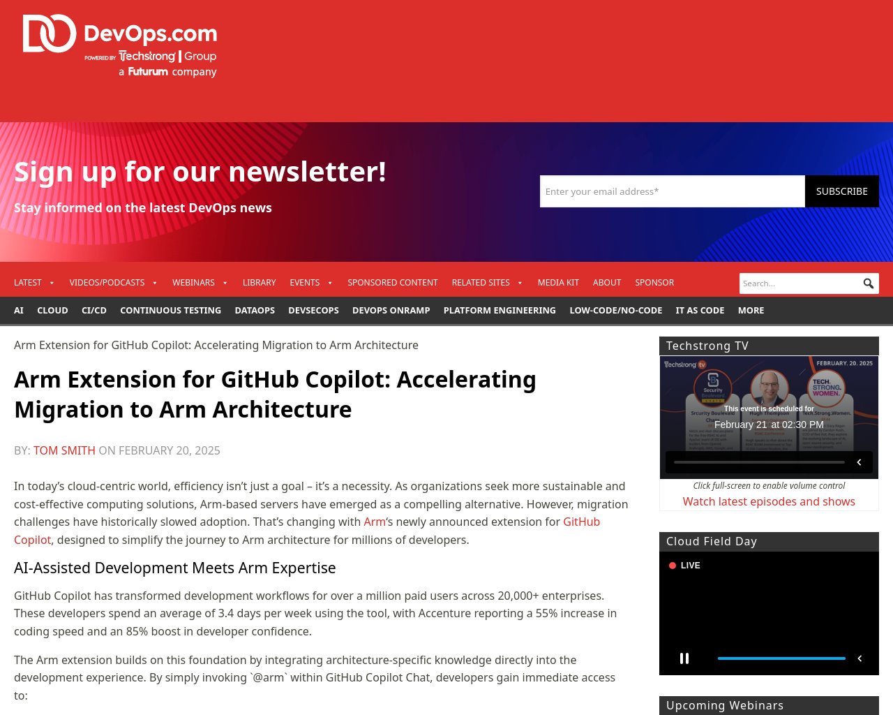 managetech_inc's tweet card. Arm拡張機能はGitHub Copilot向けに発表され、Armアーキテクチャへの移行を簡素化することを目的
