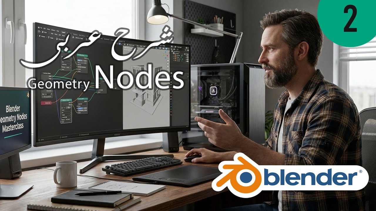 academy_angle's tweet card. الدرس الثانى من دروس Geometry Nodes | شرح عربى لبرنامج بلندر