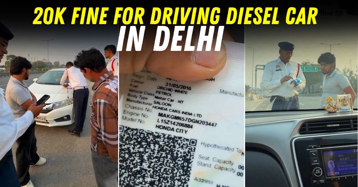JayPrashanth's tweet card. Delhi's GRAP III air quality rule bans BS-IV diesel and older vehicles,resulting in Rs 20,000 fines. A 2016 Honda City owner was penalized despite the car being under 10 years old.