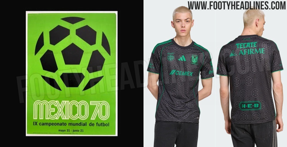 Footy_Headlines's tweet card. Update: We can leak the official images of the Tigres 25-26 third kit, showcasing the fan and player versions.