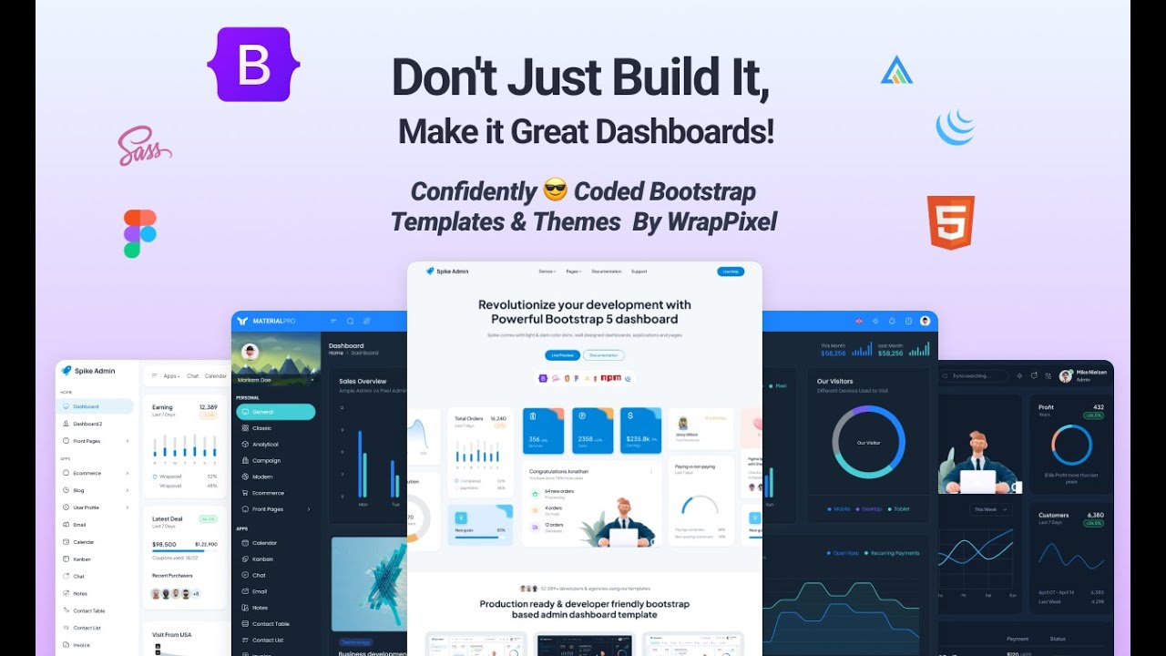 WrapPixel's tweet card. Bootstrap Admin Templates & Themes | Build Great Web Apps with Well...
